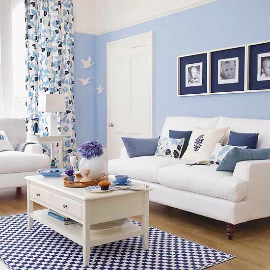 Grey and Blue Living Room