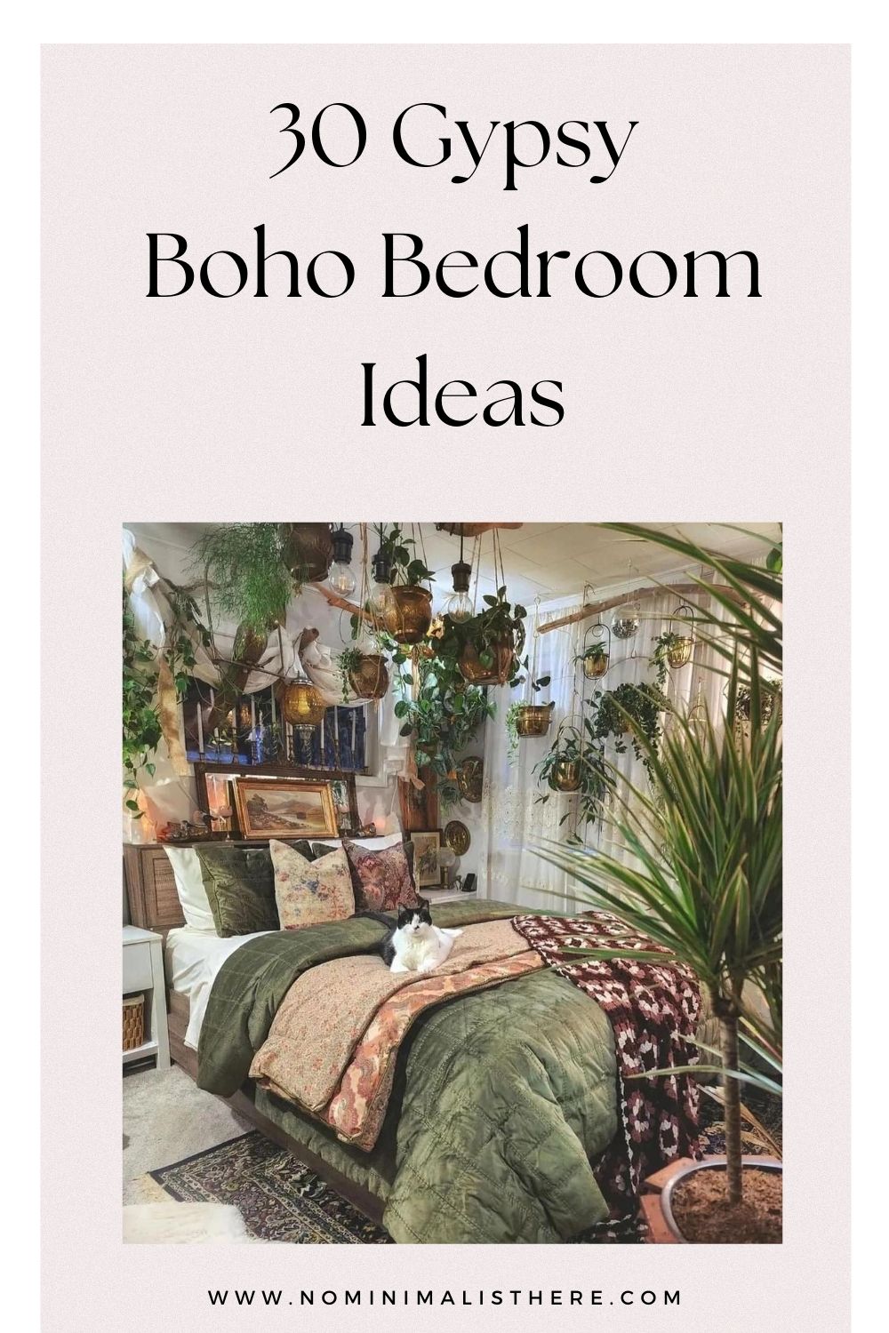 pinterest image for an article about  Gypsy Boho Bedroom Ideas